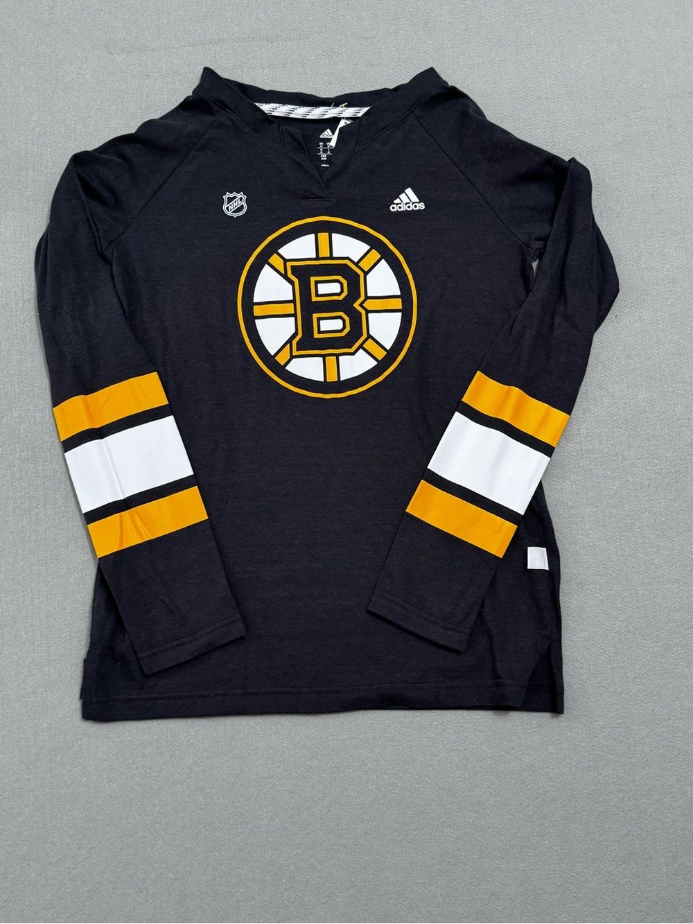 adidas Black Boston Bruins Long-Sleeve Tee with Yellow & White Accents